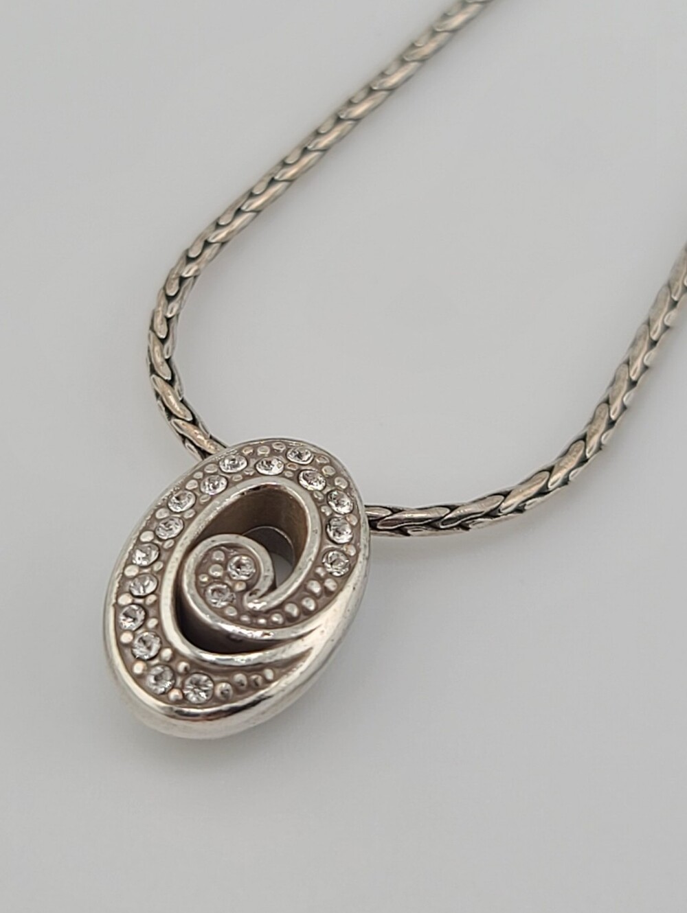 $52 Brighton "Metropol" Petite Swirl Pendant w Swarovski Crystals! Reversible!
